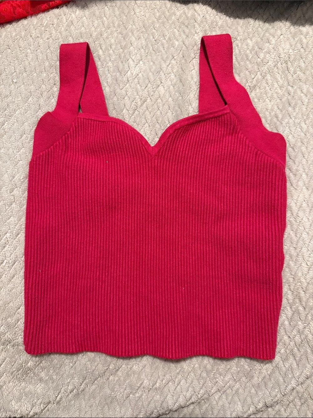 Abercrombie & Fitch Ribbed Sweetheart Tank in Hot Pink